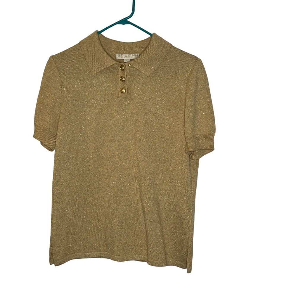 St. John Gold Short Sleeve Blouse